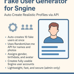 Fake User Generator for Sngine – Auto Create Realistic Profiles via API